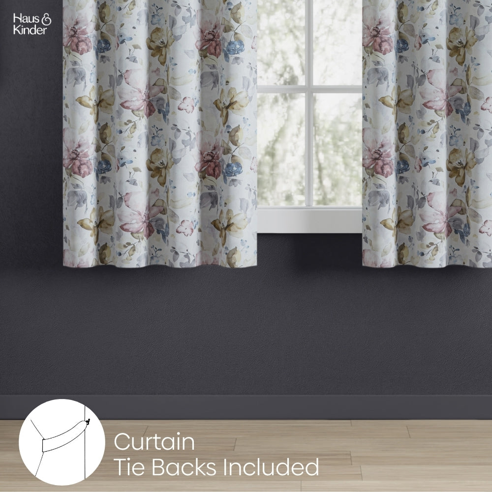 Polyester Printed Blackout Window Curtains Petal Poetry, Multi
