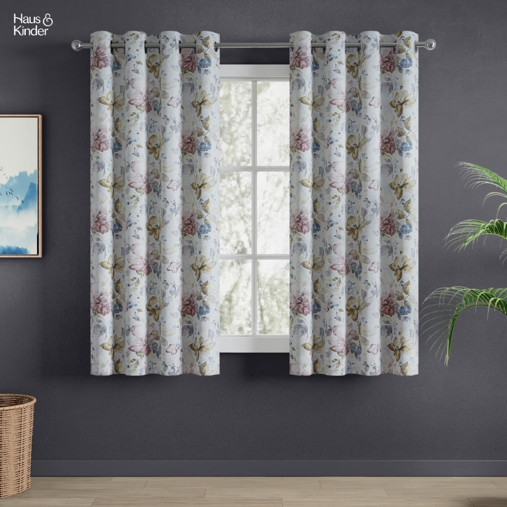 Polyester Printed Blackout Window Curtains Petal Poetry, Multi