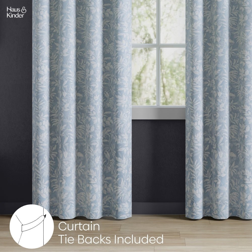 Polyester Printed Blackout Curtains Misty Fern, Dusty Blue - Blackout Curtains | haus & kinder