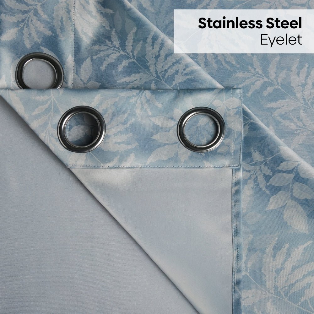 Polyester Printed Blackout Curtains Misty Fern, Dusty Blue - Blackout Curtains | haus & kinder