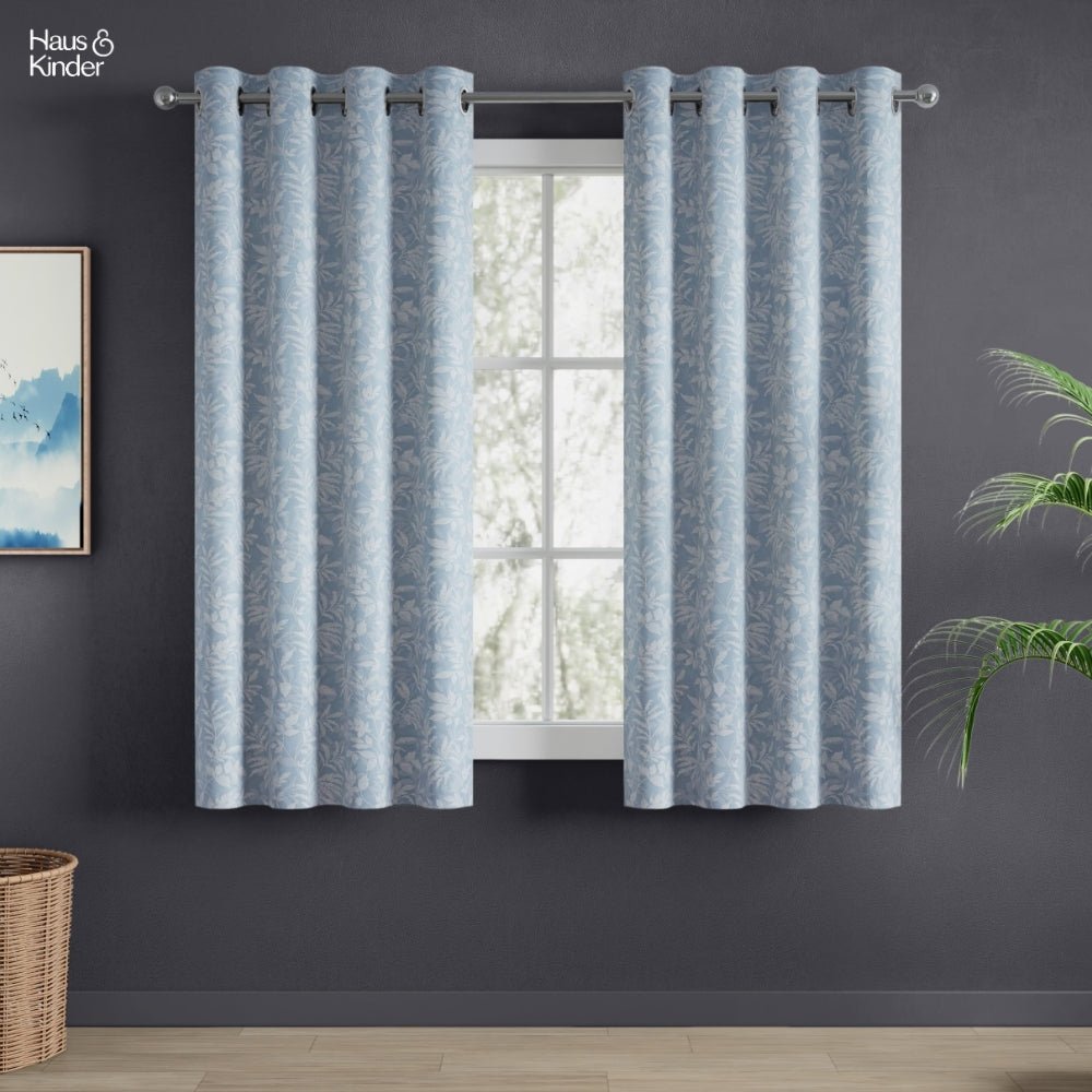 Polyester Printed Blackout Curtains Misty Fern, Dusty Blue - Blackout Curtains | haus & kinder