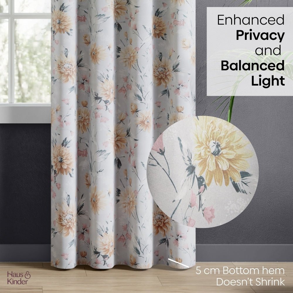 Polyester Printed Blackout Curtains Amber Petals, Multi - Blackout Curtains | haus & kinder