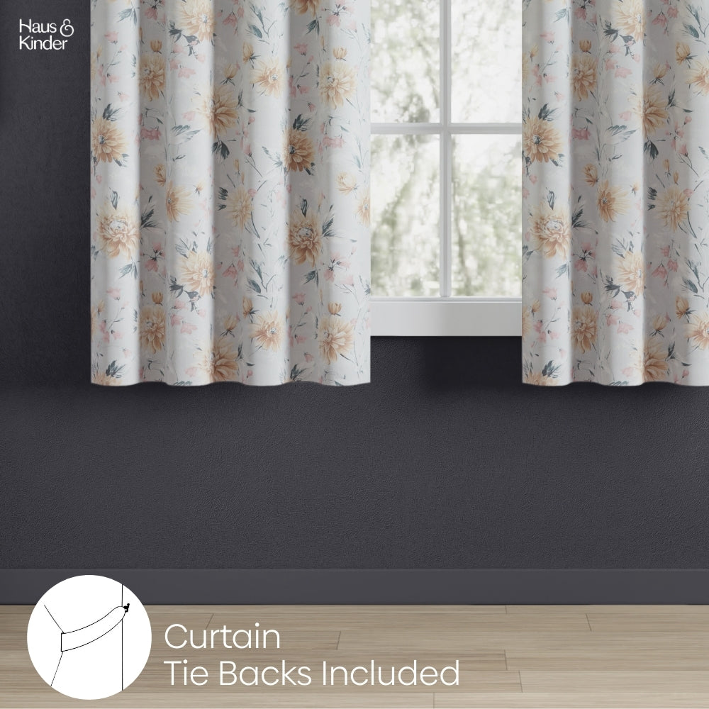Polyester Printed Blackout Window Curtains Amber Petals, Multi