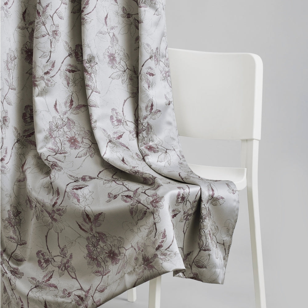 Polyester Printed Blackout Curtains Sepia Blossoms, Multi