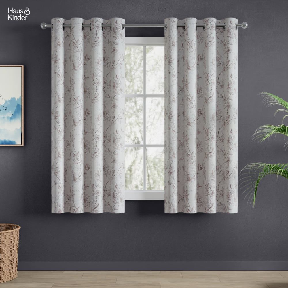 Polyester Printed Blackout Curtains Sepia Blossoms, Multi