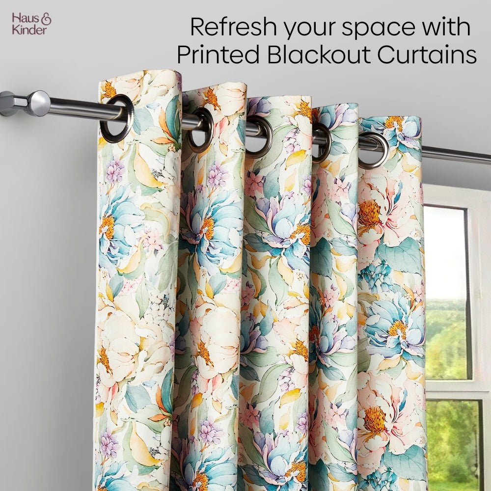 Polyester 3-Pass Blackout Curtain Blossom Serenade, Multicolor - Blackout Curtains | haus & kinder