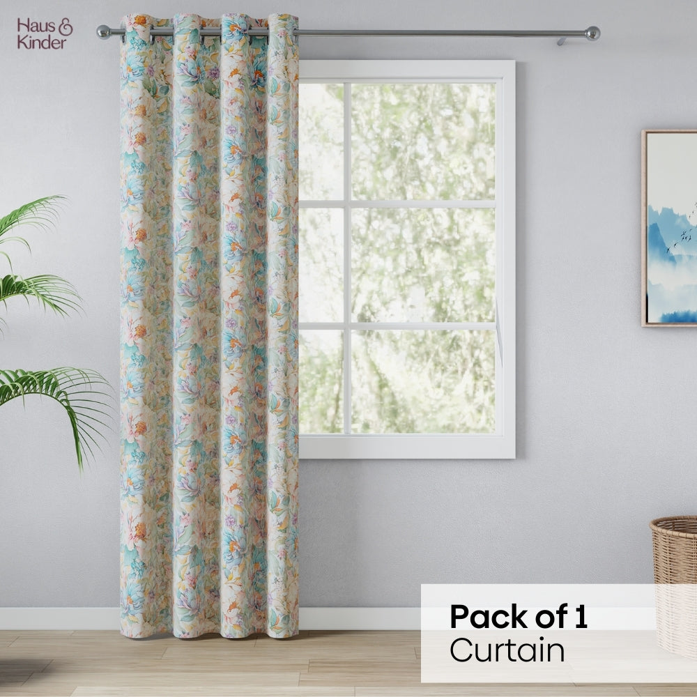 Polyester 3-Pass Blackout Door Curtain Blossom Serenade, Multicolor