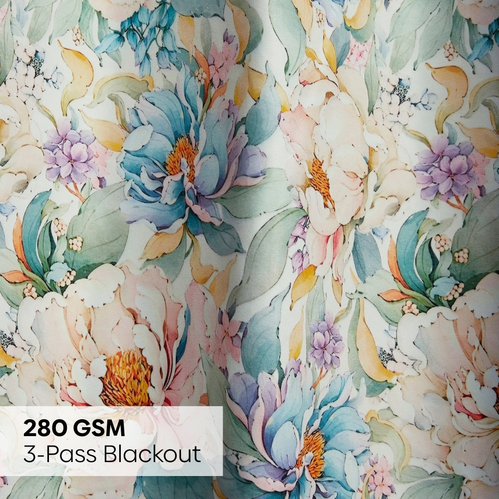 Polyester 3-Pass Blackout Curtain Blossom Serenade, Multicolor