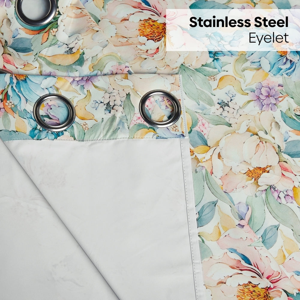 Polyester 3-Pass Blackout Door Curtain Blossom Serenade, Multicolor