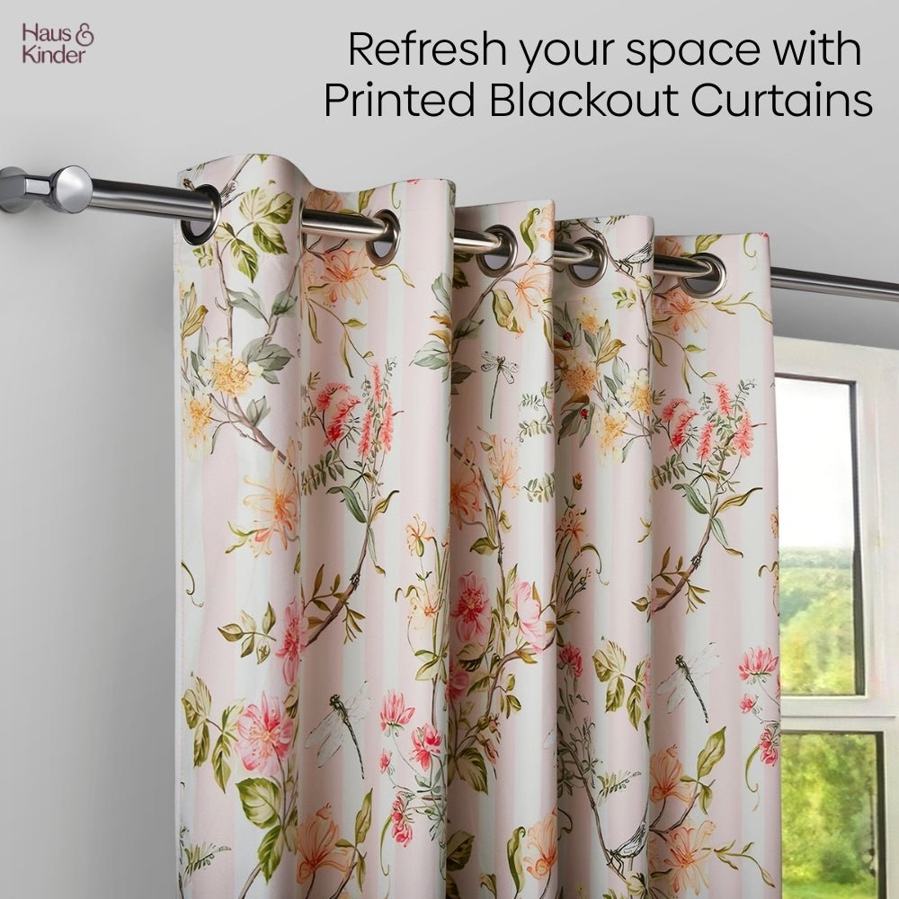 Polyester 3-Pass Blackout Curtain Meadow Wispers, Multicolor - Blackout Curtains | haus & kinder