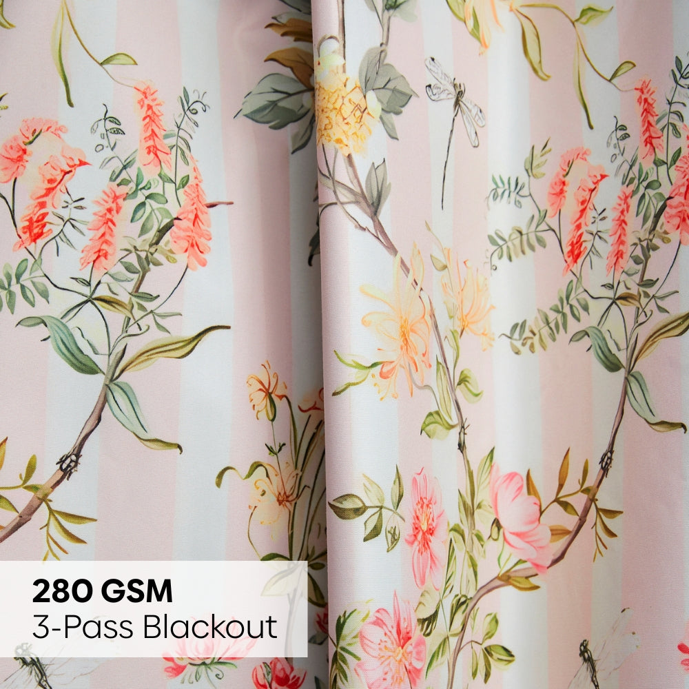 Polyester 3-Pass Blackout Door Curtain Meadow Wispers, Multicolor