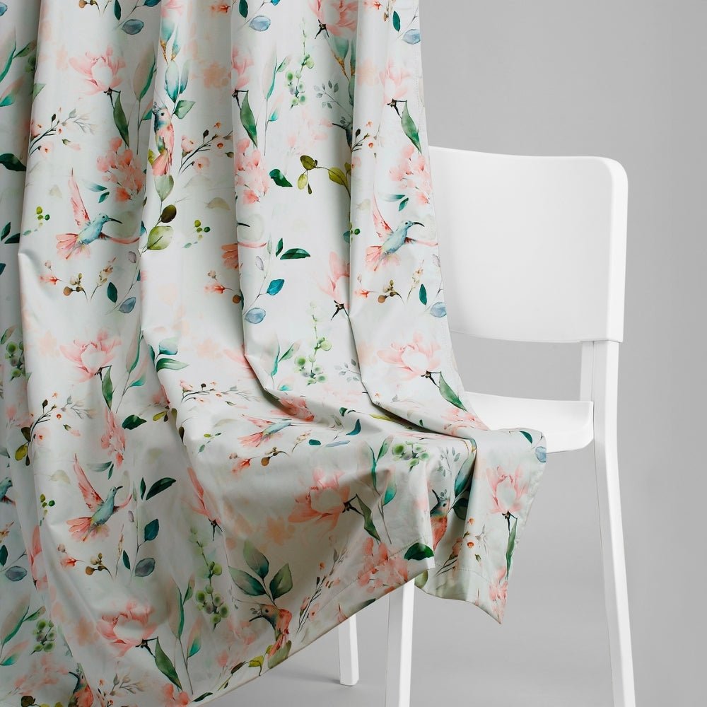 Polyester 3-Pass Blackout Curtain Blushing Hummingbird, Multicolor - Blackout Curtains | haus & kinder