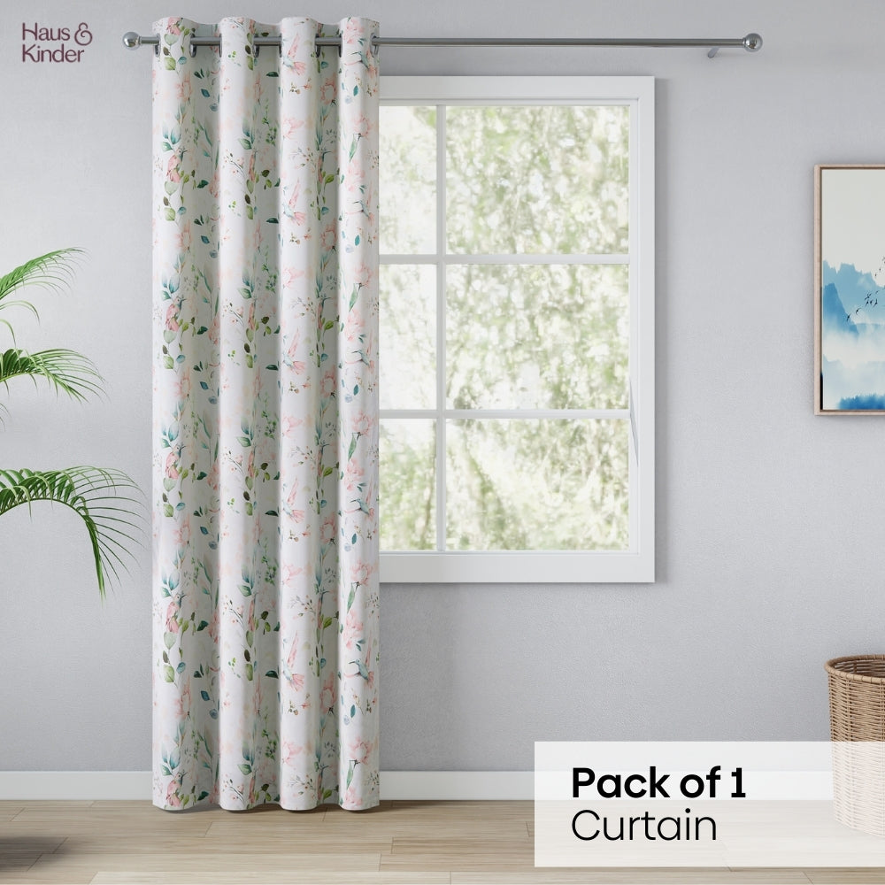 Polyester 3-Pass Blackout Door Curtain Blushing Hummingbird, Multicolor