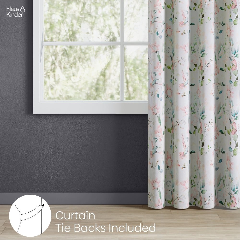 Polyester 3-Pass Blackout Curtain Blushing Hummingbird, Multicolor - Blackout Curtains | haus & kinder