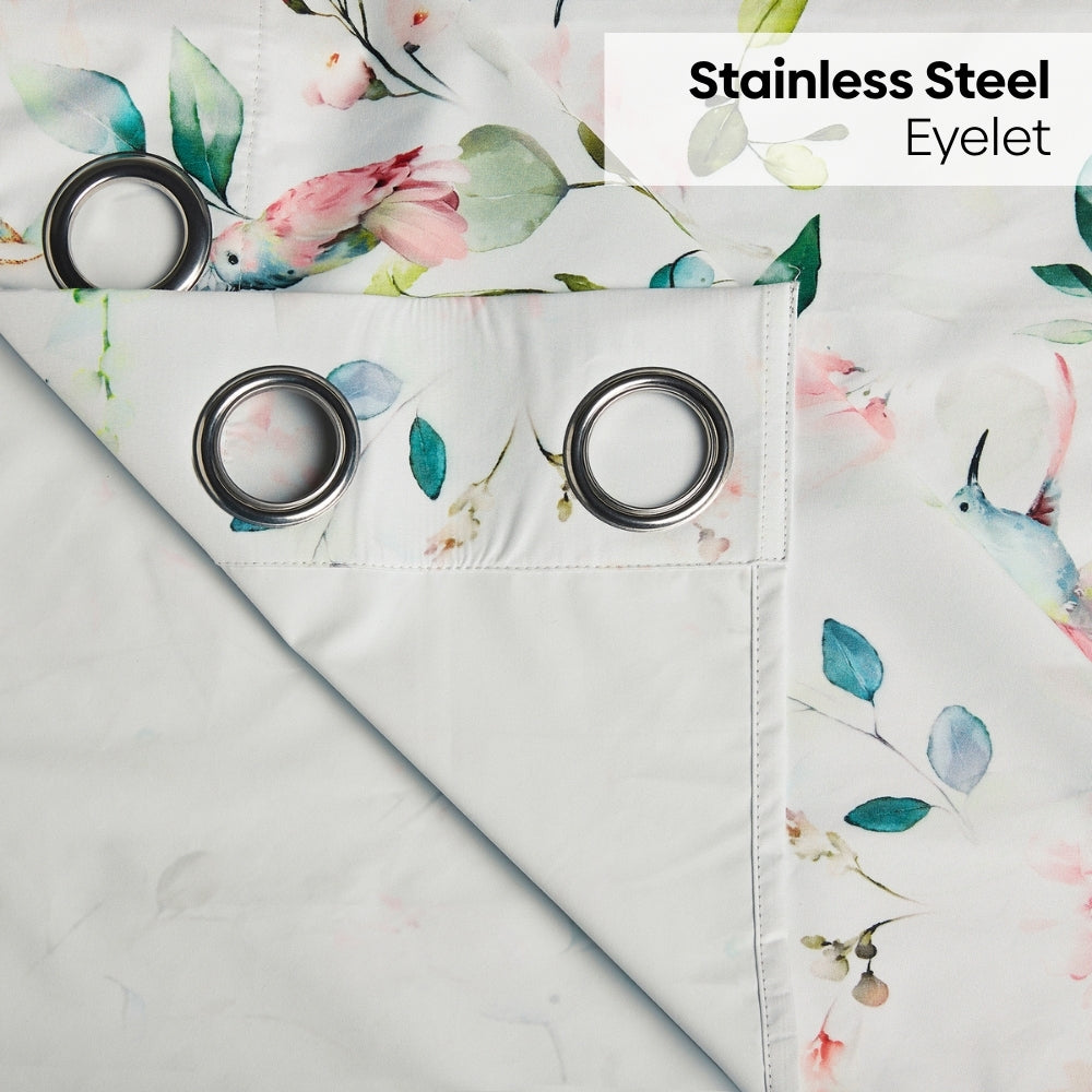 Polyester 3-Pass Blackout Door Curtain Blushing Hummingbird, Multicolor