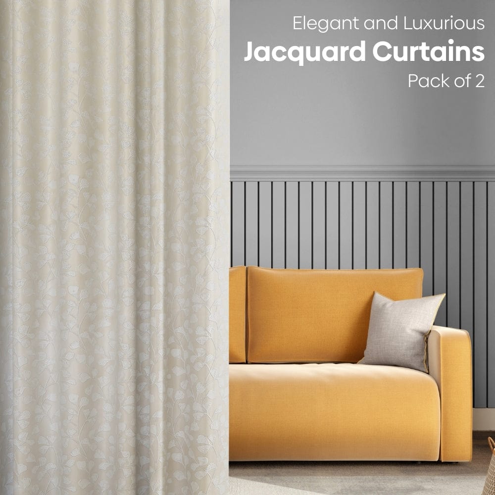 Ginkgo Serenity Curtain Set, Champange