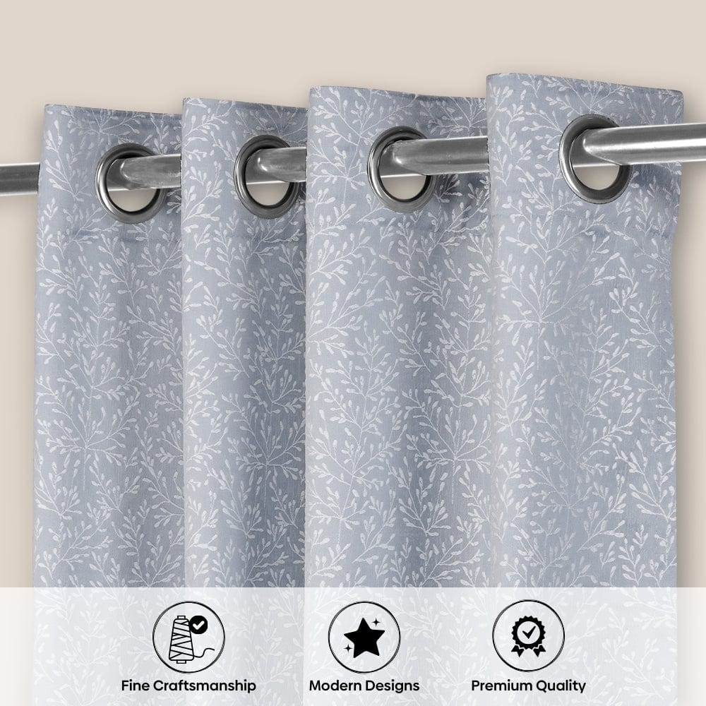 Willow Breeze Curtain Set, Frost Blue - Jacquard Curtains | haus & kinder