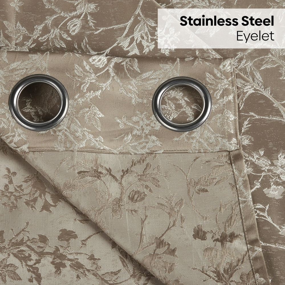 Polyester Jacquard Curtains Shadowlace Fern, Stone