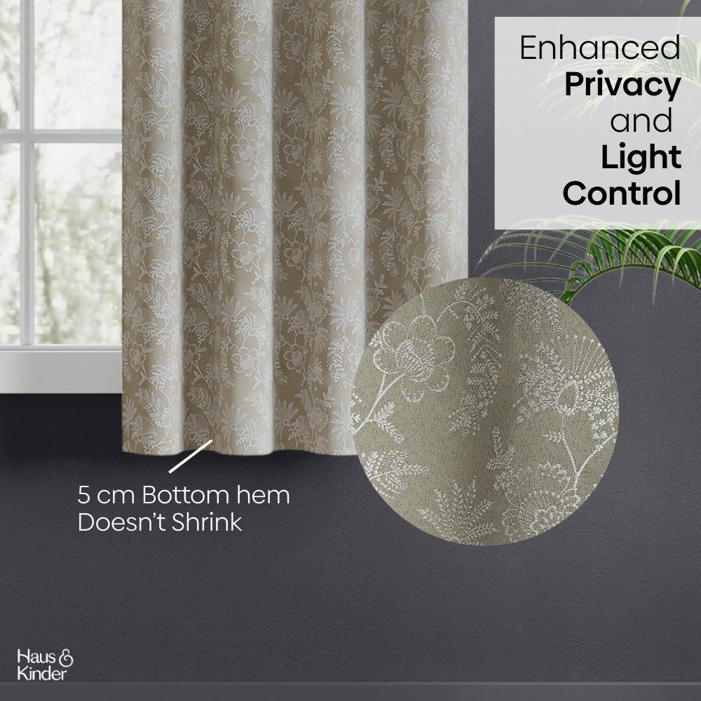 Polyester Jacquard Curtains Shadowlace Fern, Stone - Jacquard Curtains | haus & kinder