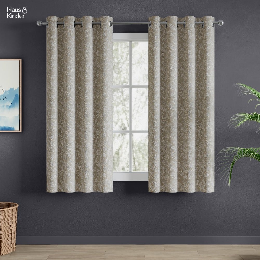 Polyester Jacquard Curtains Shadowlace Fern, Stone - Jacquard Curtains | haus & kinder