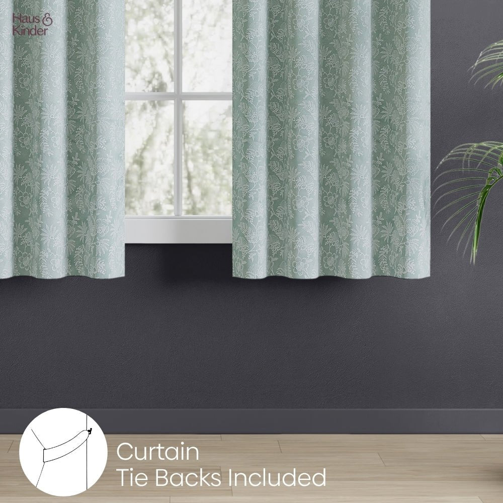Polyester Jacquard Curtains Verdant Bloom, Mint - Jacquard Curtains | haus & kinder