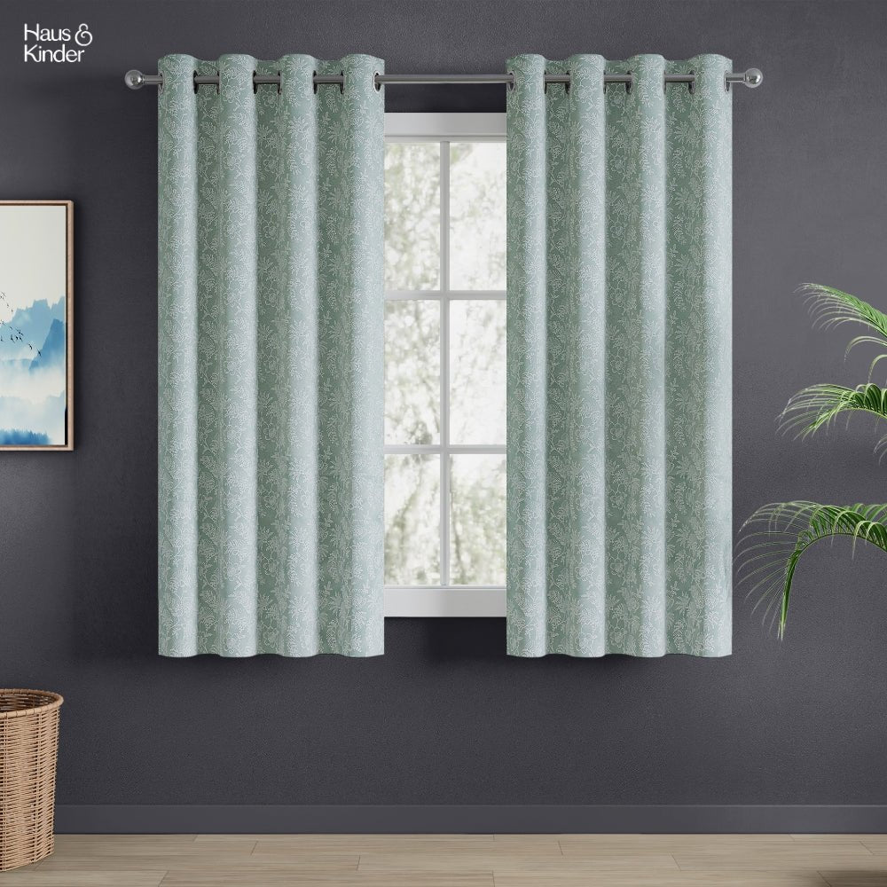 Polyester Jacquard Curtains Verdant Bloom, Mint - Jacquard Curtains | haus & kinder