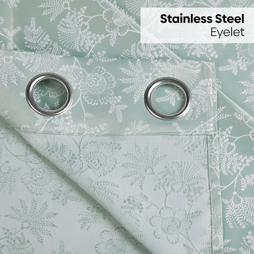 Polyester Jacquard Curtains Verdant Bloom, Mint - Jacquard Curtains | haus & kinder