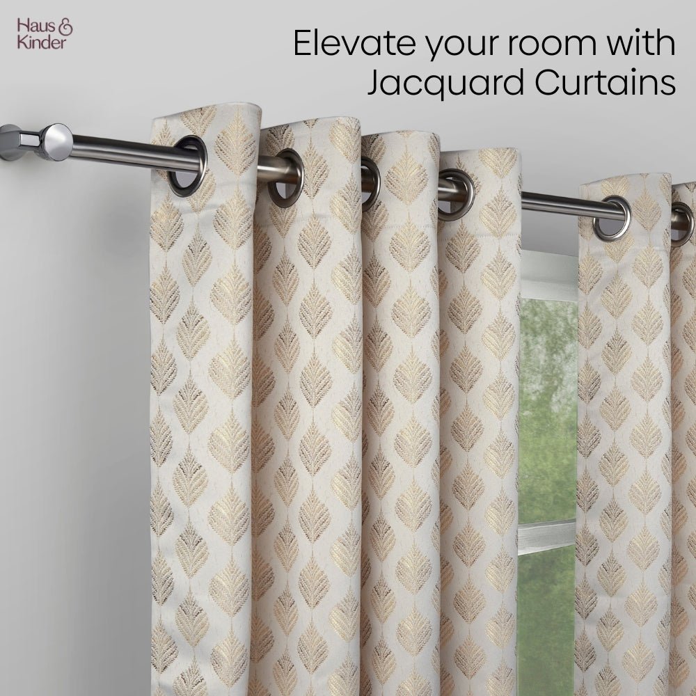 Polyester Jacquard Curtains Golden Plume, Sand - Jacquard Curtains | haus & kinder