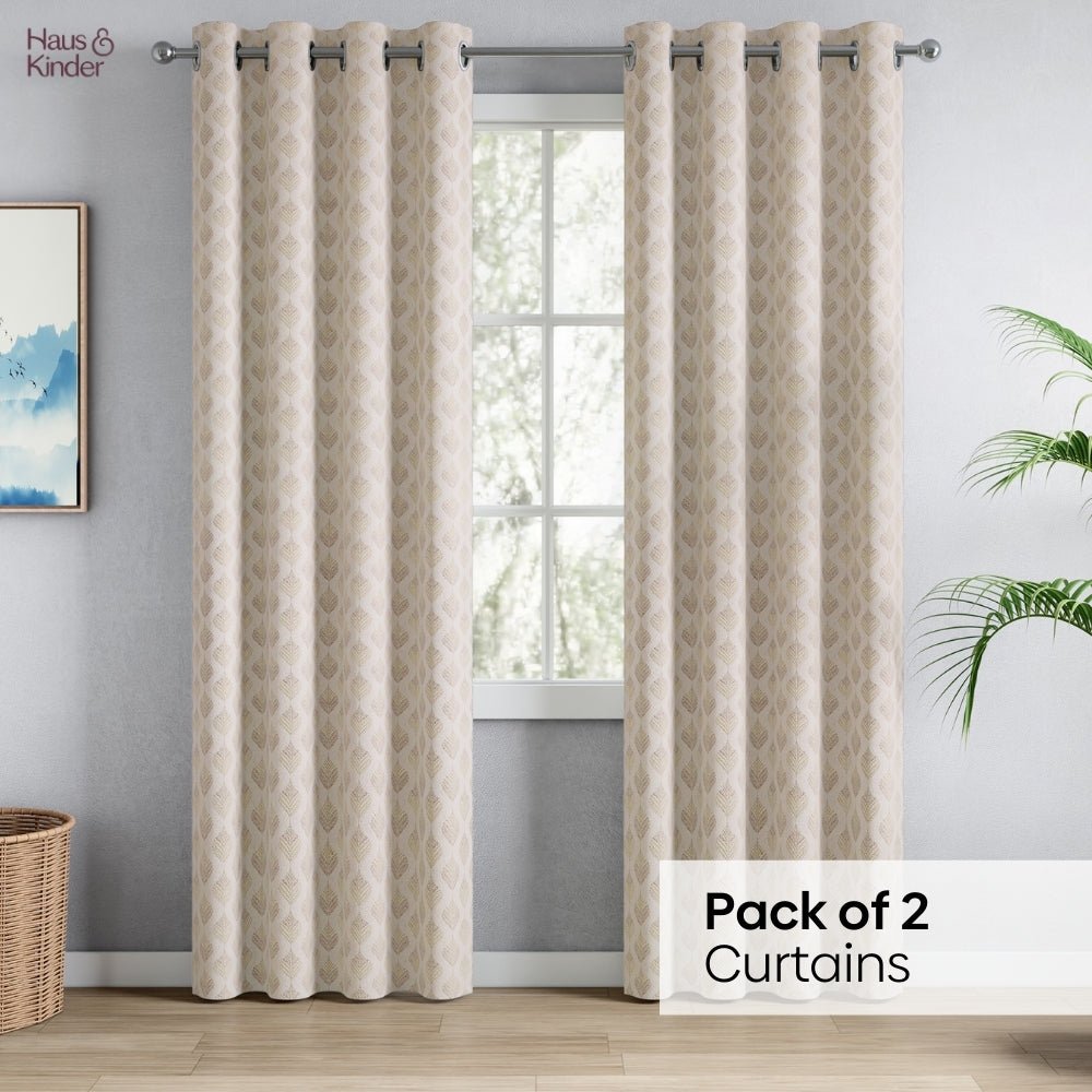Polyester Jacquard Curtains Golden Plume, Sand - Jacquard Curtains | haus & kinder