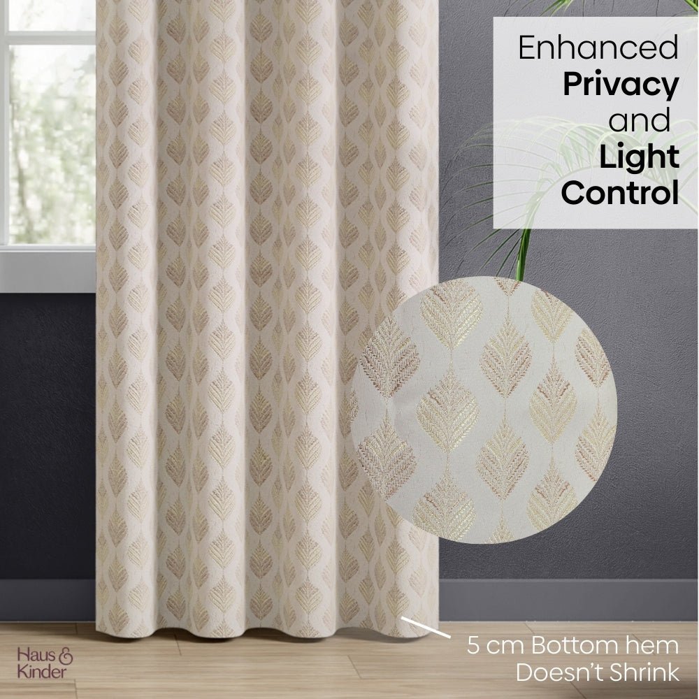 Polyester Jacquard Curtains Golden Plume, Sand - Jacquard Curtains | haus & kinder
