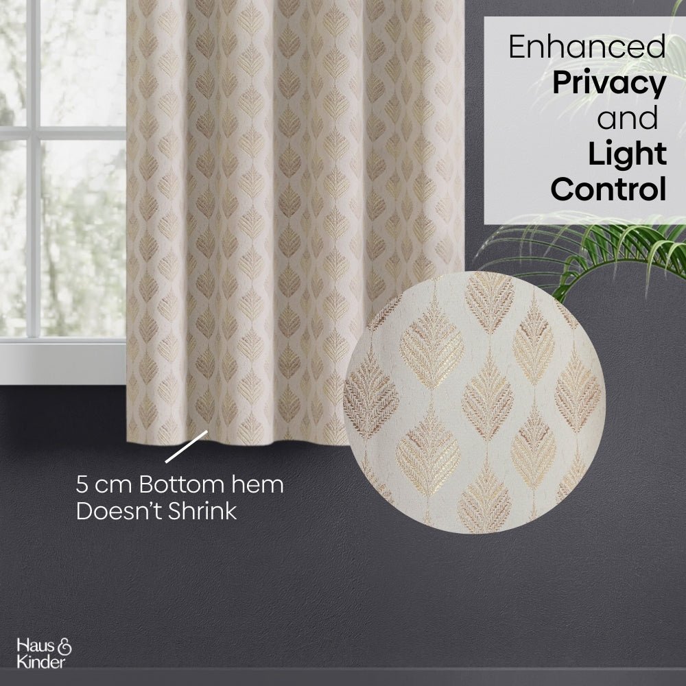 Polyester Jacquard Curtains Golden Plume, Sand - Jacquard Curtains | haus & kinder