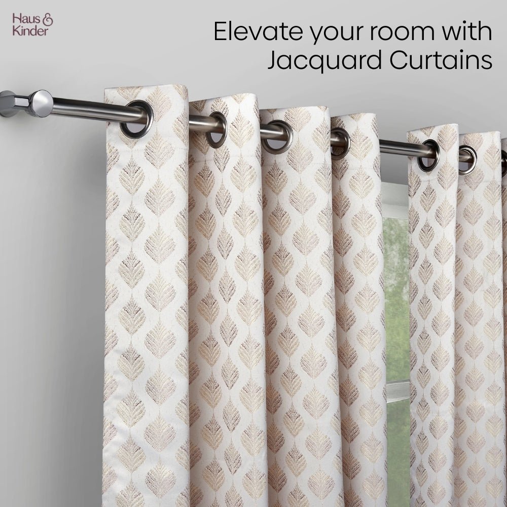 Polyester Jacquard Curtains Champagne Crest, Stone - Jacquard Curtains | haus & kinder