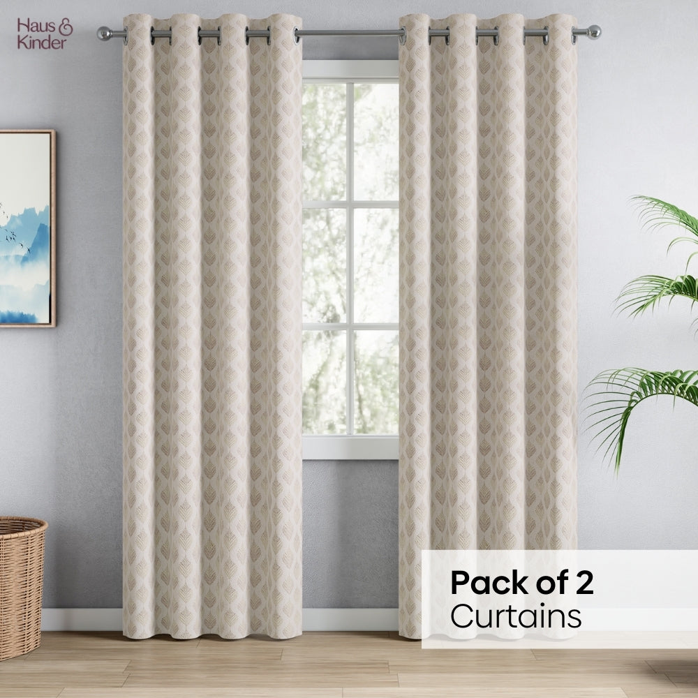 Polyester Jacquard Curtains Champagne Crest, Stone