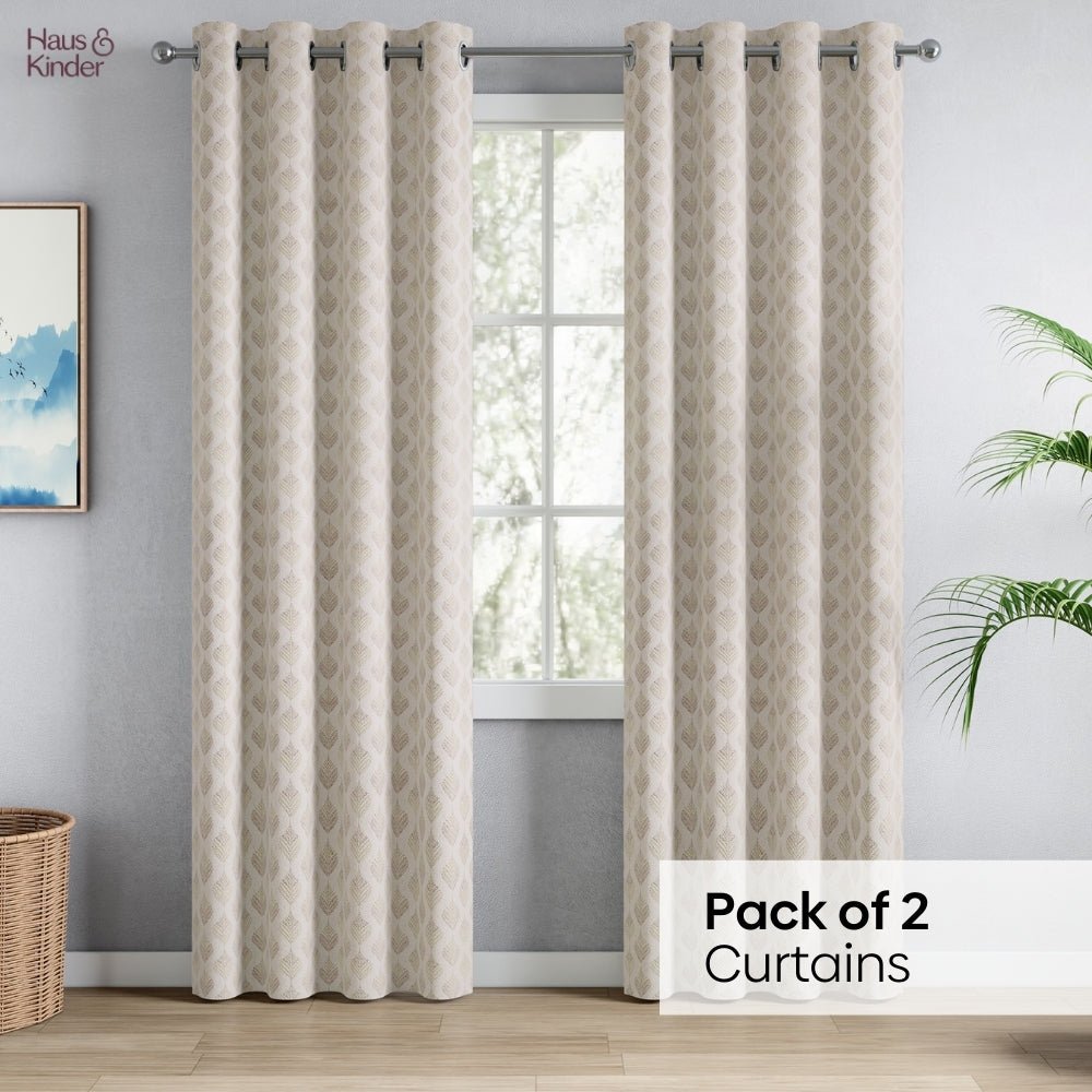 Polyester Jacquard Curtains Champagne Crest, Stone - Jacquard Curtains | haus & kinder