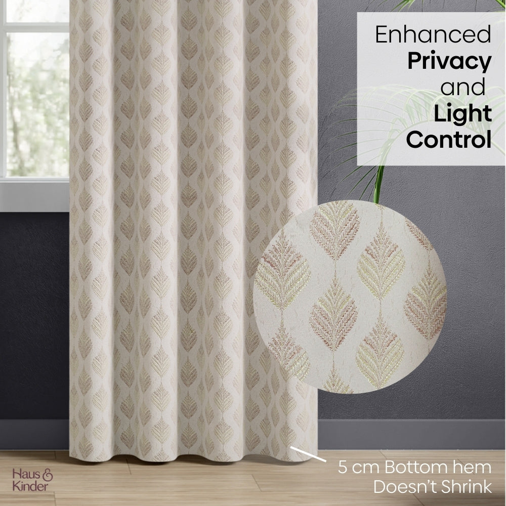 Polyester Jacquard Curtains Champagne Crest, Stone