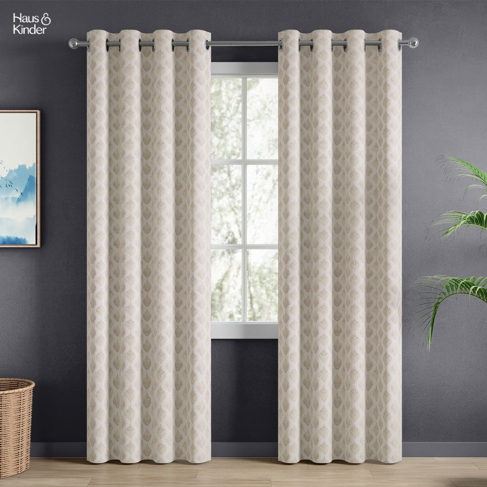 Polyester Jacquard Curtains Champagne Crest, Stone