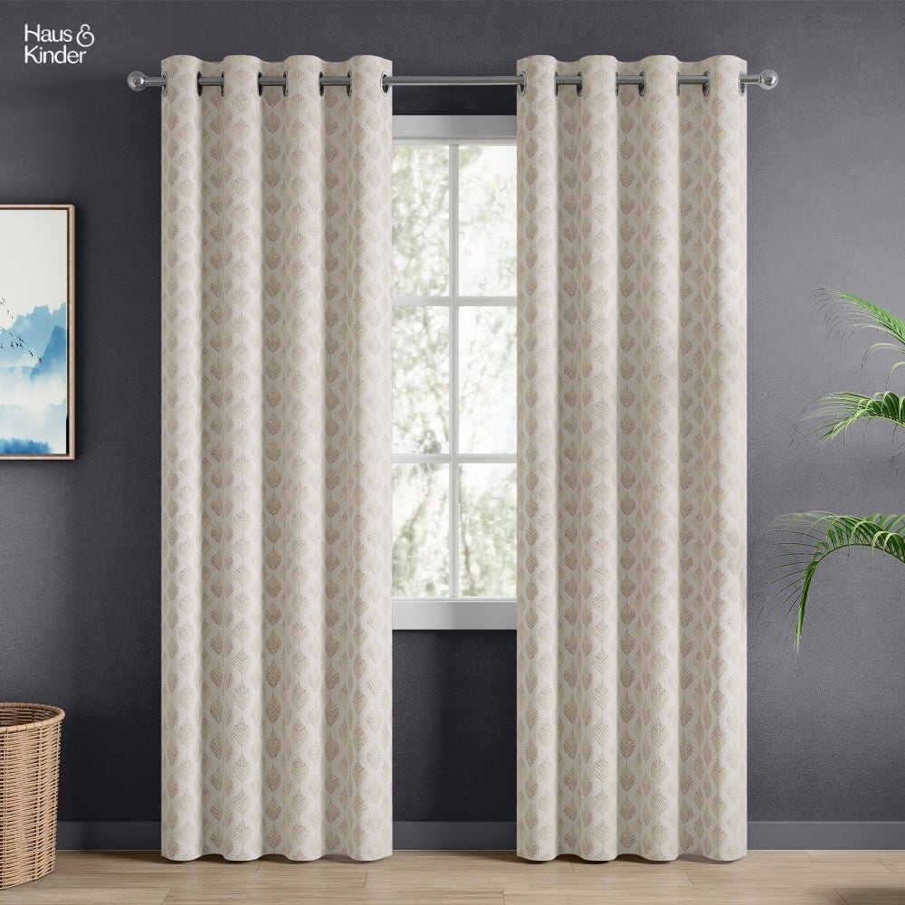 Polyester Jacquard Curtains Champagne Crest, Stone - Jacquard Curtains | haus & kinder