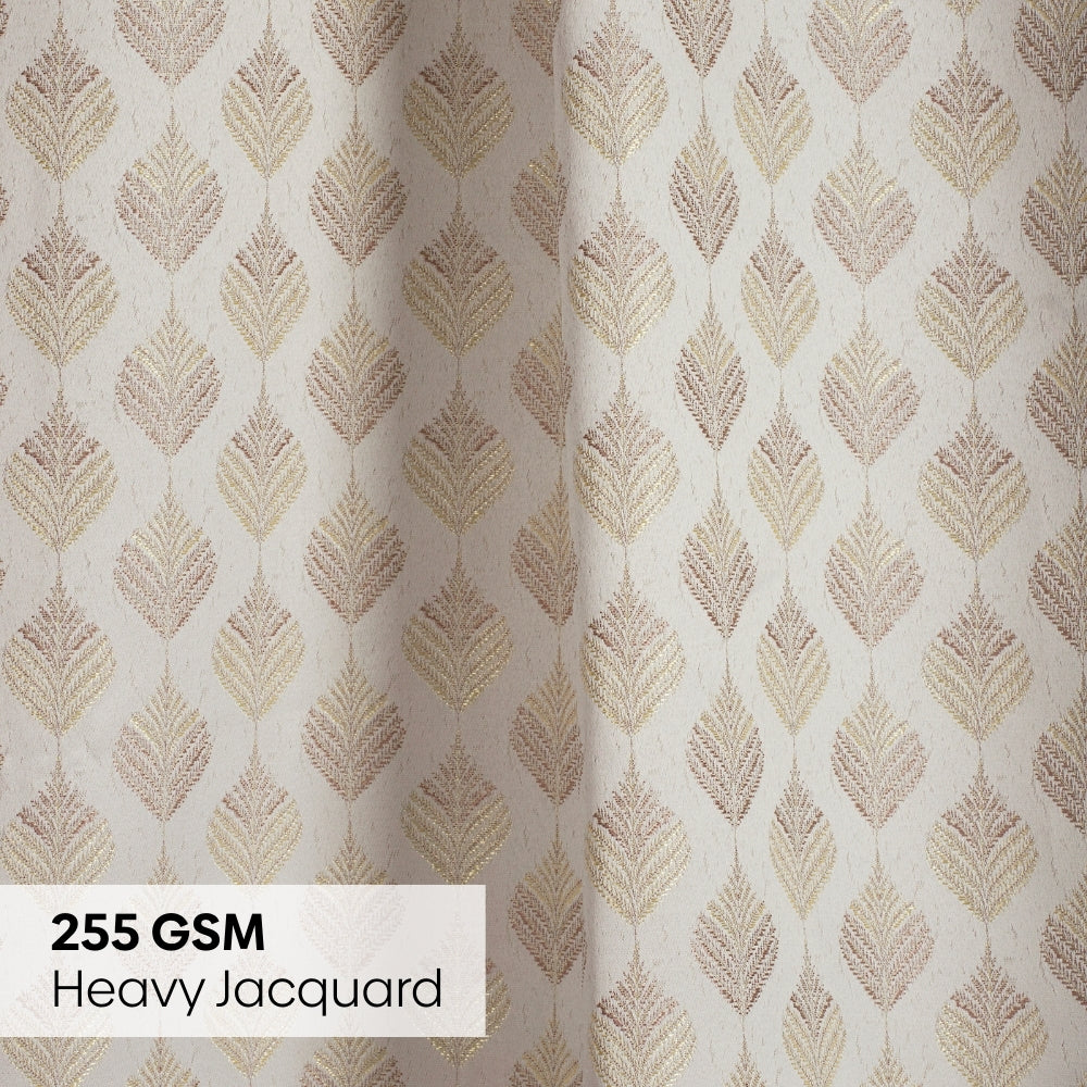 Polyester Jacquard Curtains Champagne Crest, Stone