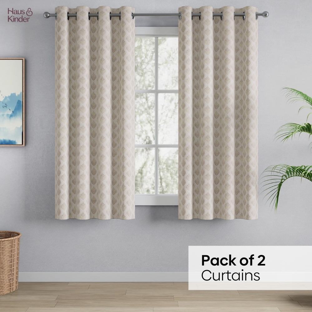 Polyester Jacquard Curtains Champagne Crest, Stone