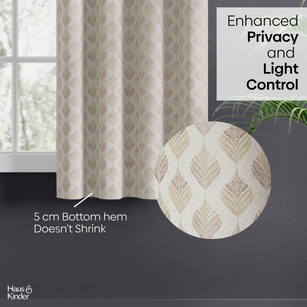 Polyester Jacquard Curtains Champagne Crest, Stone