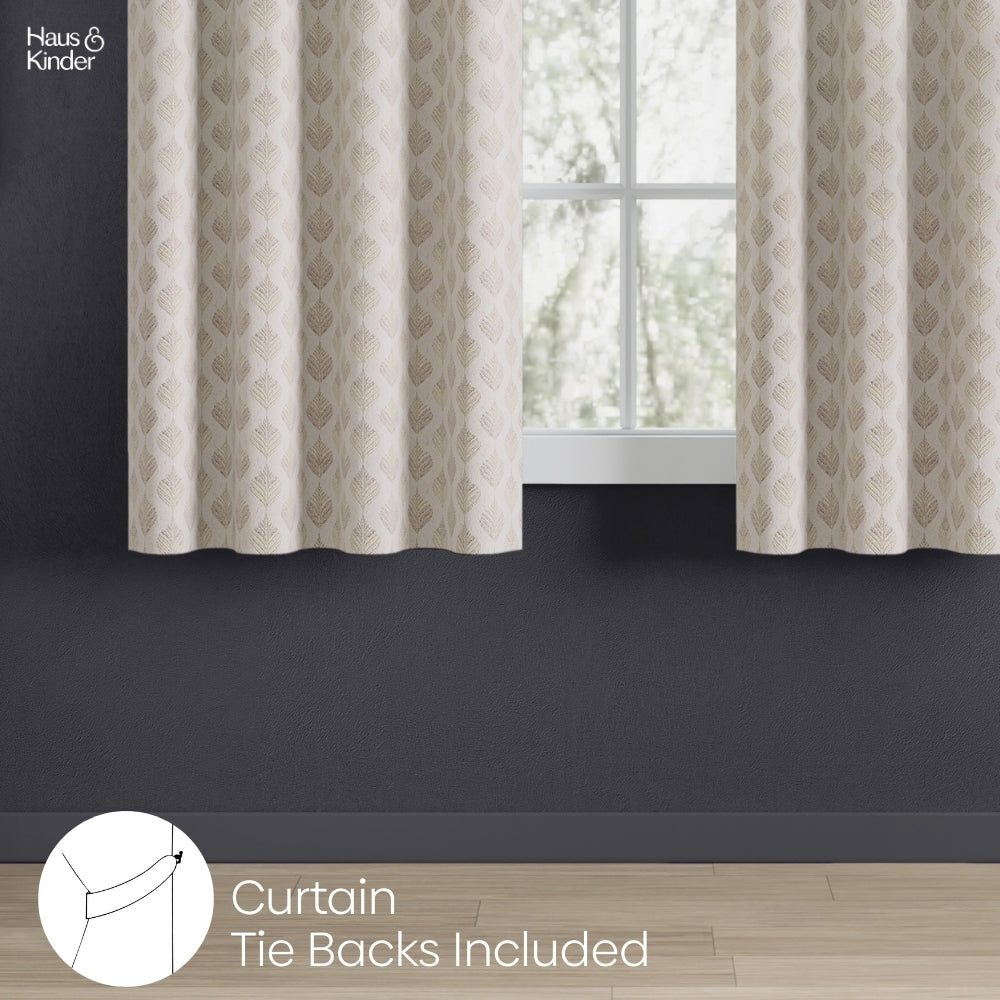 Polyester Jacquard Curtains Champagne Crest, Stone