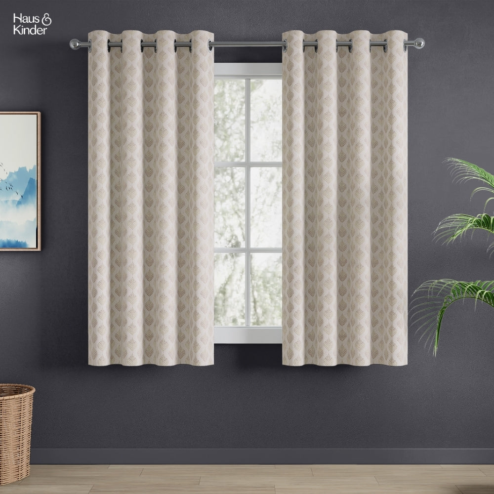 Polyester Jacquard Curtains Champagne Crest, Stone