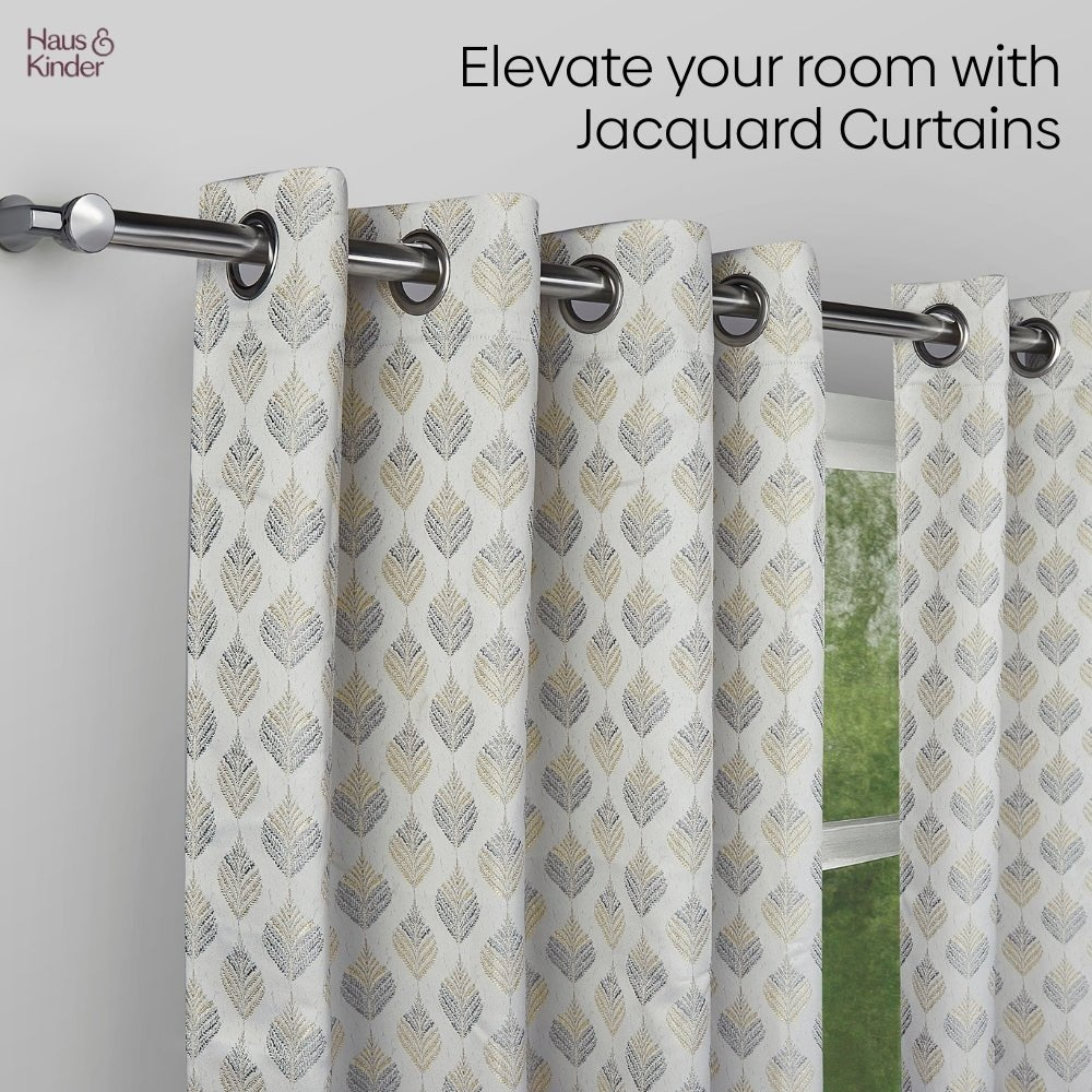 Polyester Jacquard Curtains Silverleaf Harmony, Grey - Jacquard Curtains | haus & kinder
