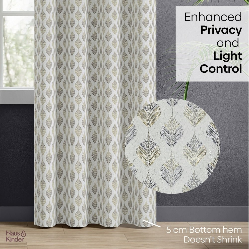 Polyester Jacquard Curtains Silverleaf Harmony, Grey - Jacquard Curtains | haus & kinder