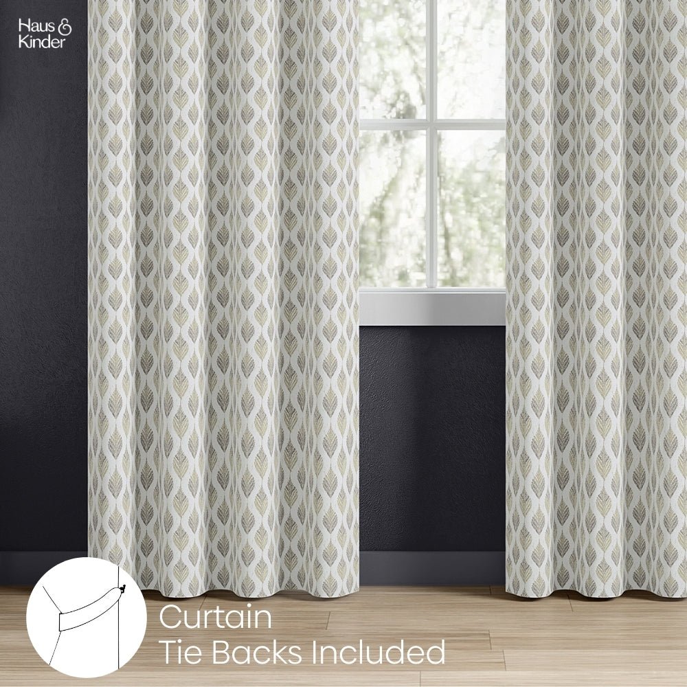 Polyester Jacquard Curtains Silverleaf Harmony, Grey - Jacquard Curtains | haus & kinder