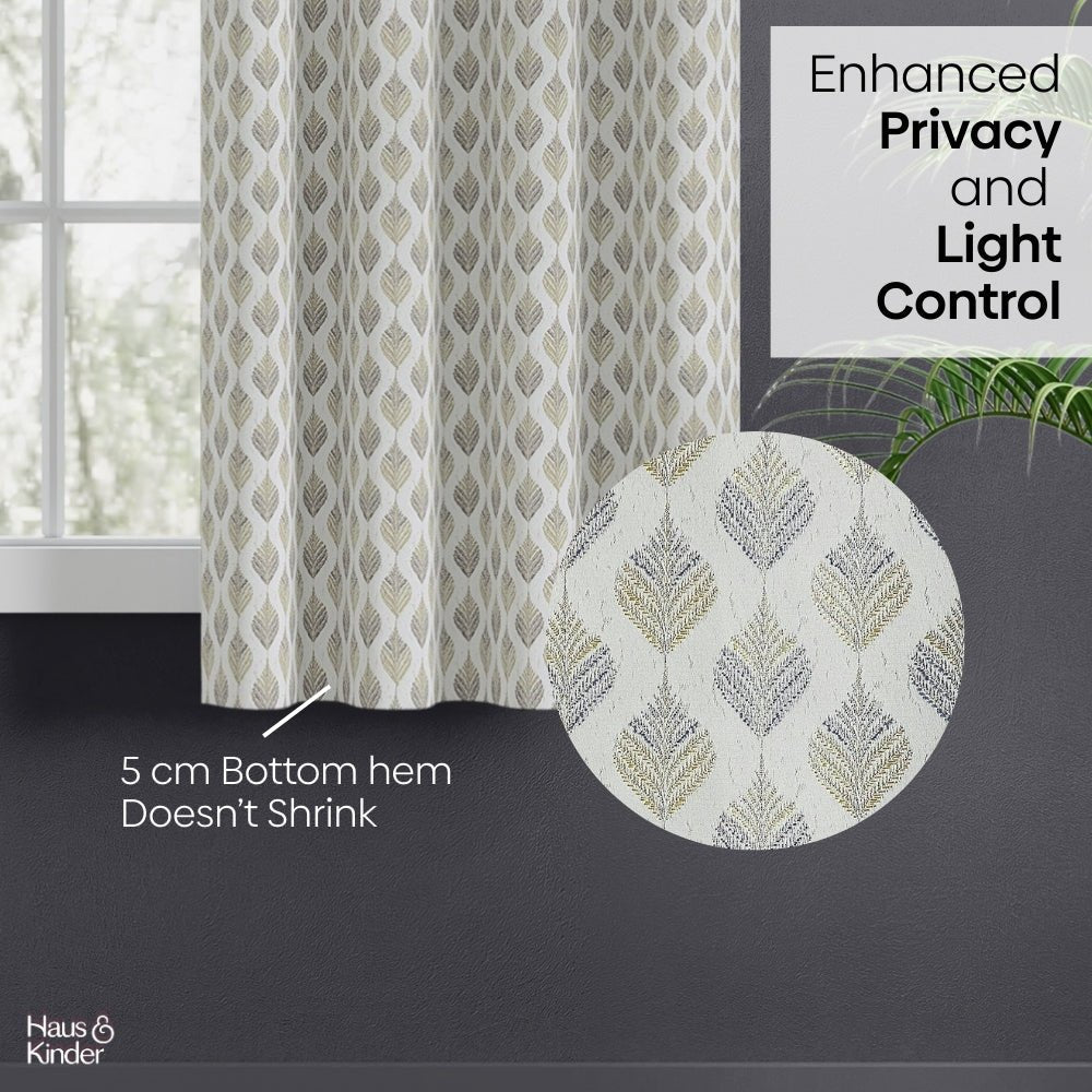Polyester Jacquard Curtains Silverleaf Harmony, Grey - Jacquard Curtains | haus & kinder