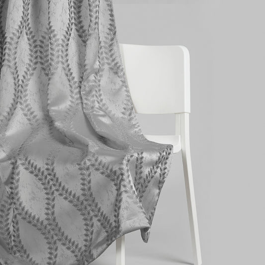 Polyester Jacquard  Curtain SliverGroove Emboss, Grey