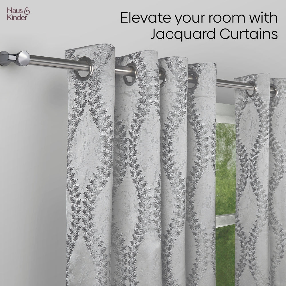 Polyester Jacquard Curtain SliverGroove Emboss, Grey