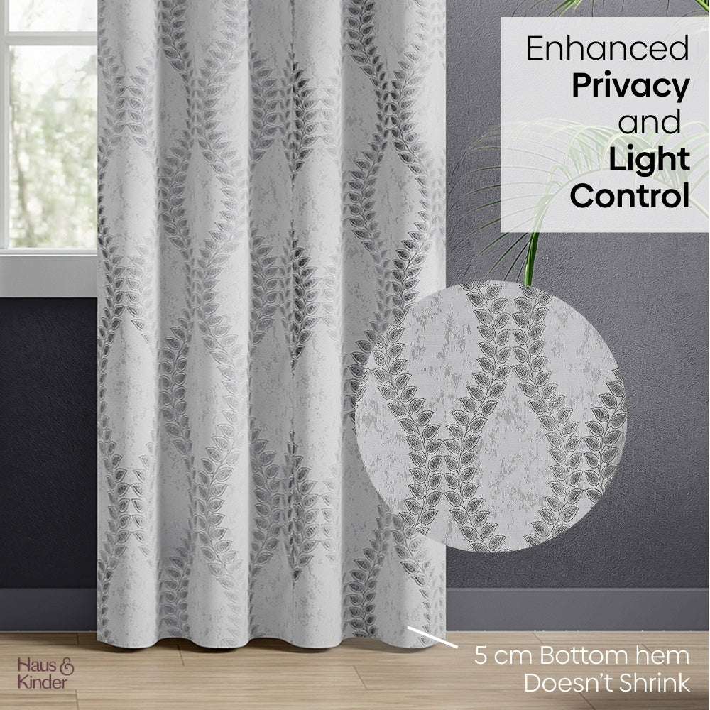 Polyester Jacquard Curtain SliverGroove Emboss, Grey