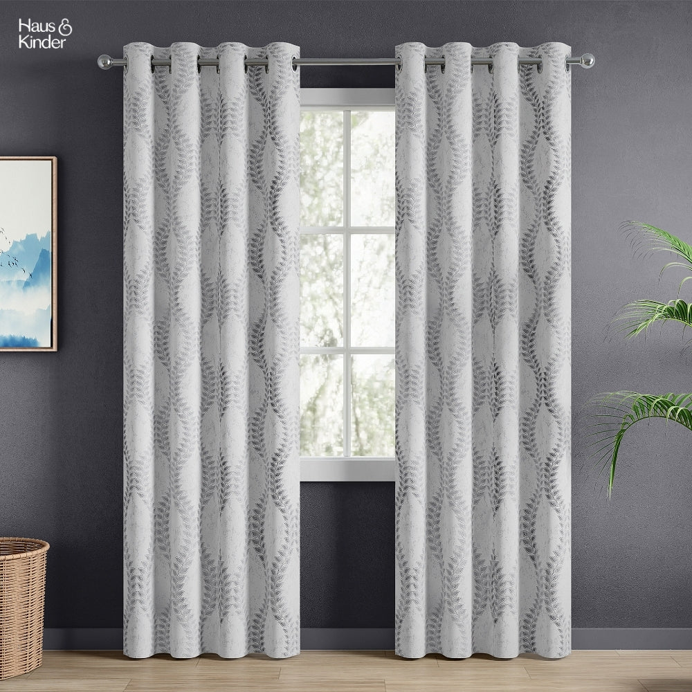 Polyester Jacquard Curtain SliverGroove Emboss, Grey